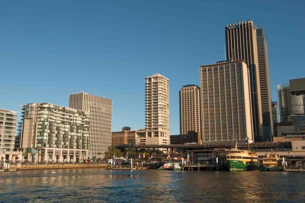 sea by city skyline