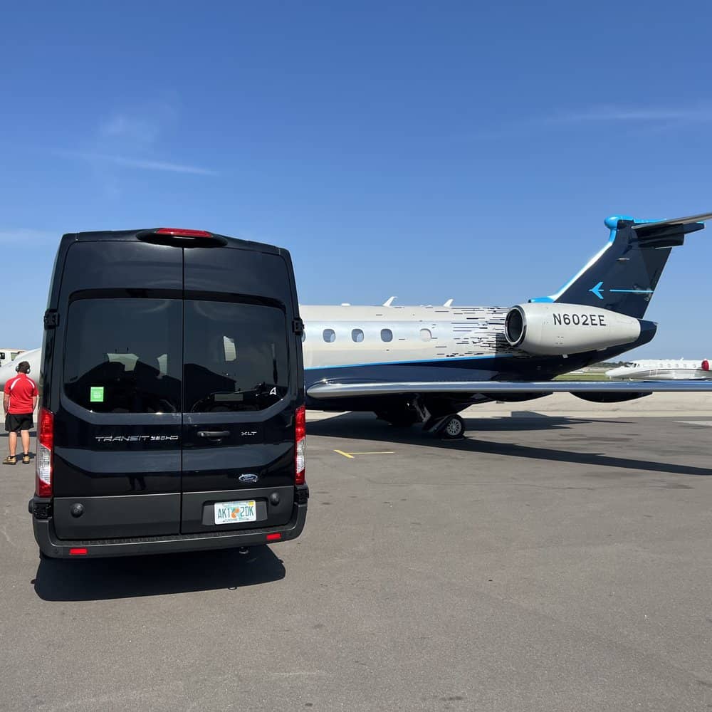 Private airport chauffeur service with luxury executive van in Anna Maria Island Florida.